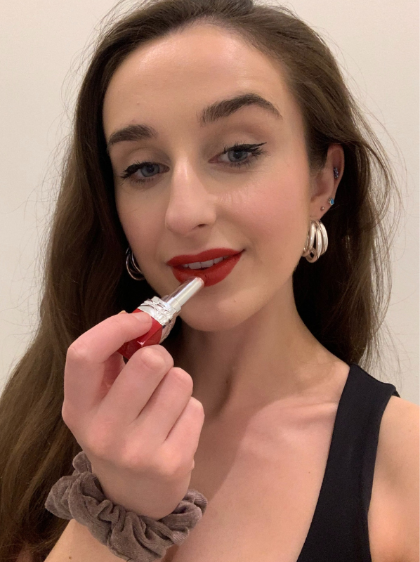 Perfect lipstick red for fair skin DIOR Rouge Dior Ultra Rouge Lipstick in shade ultra spice swatch