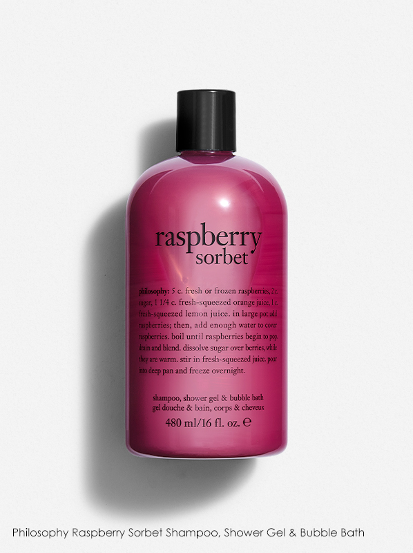 Philosophy products in a gift guide: Philosophy Raspberry Sorbet Shampoo, Shower Gel & Bubble Bath 