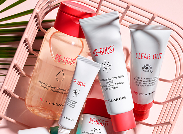 My Clarins Re-Move Micellar Cleansing Water with other products in my clarins range