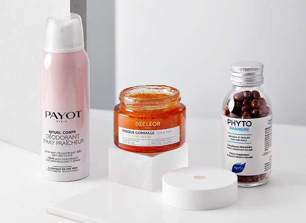 Multipurpose skincare edit which includes PAYOT Deodorant Spray Fraicheur, Phyto Phytophanere Dietary Supplement for Hair and Nails and Decleor Green Mandarin Scrub Mask