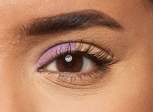 Matching your eyeshadow to your eye colour - purple eyeshadow brown eye