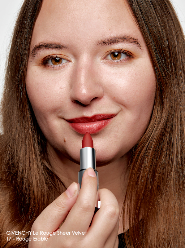 GIVENCHY Le Rouge Sheer Velvet Lipsticks Review 17 Rouge Erable