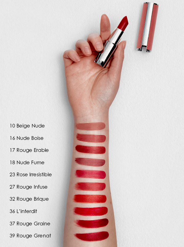 GIVENCHY Le Rouge Sheer Velvet Lipsticks Review Arm Swatch All Shades