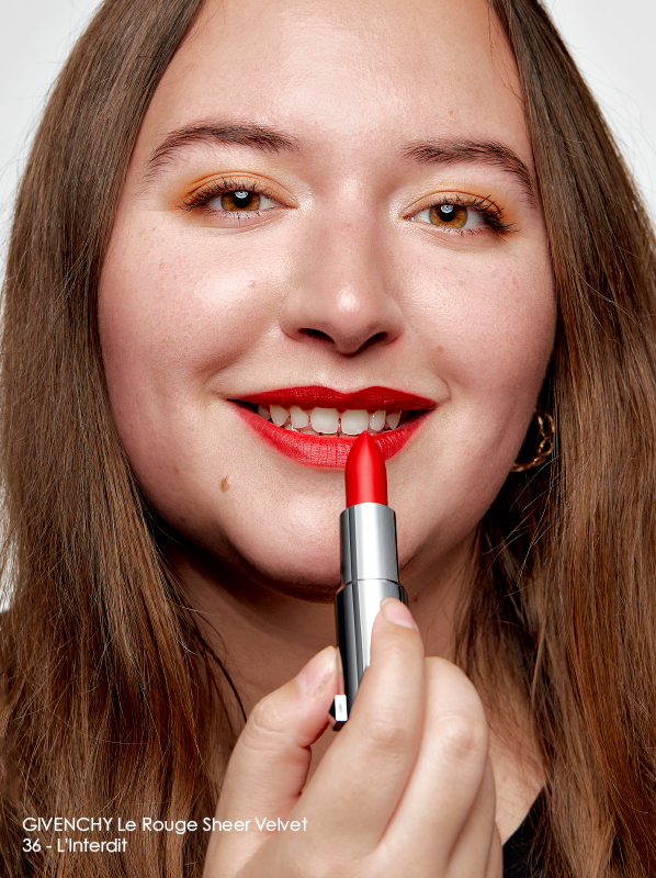 GIVENCHY Le Rouge Sheer Velvet Lipsticks Review Swatches Shade 36 L'Interdit