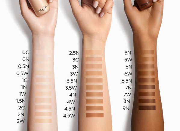 shade swatches of GUERLAIN Terracotta Le Teint Healthy Glow Foundation