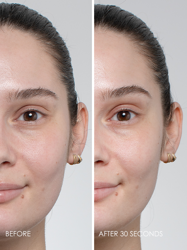 Image of Ceryn before and after applying the Caudalie Vinoperfect Brightening Micropeel Foam