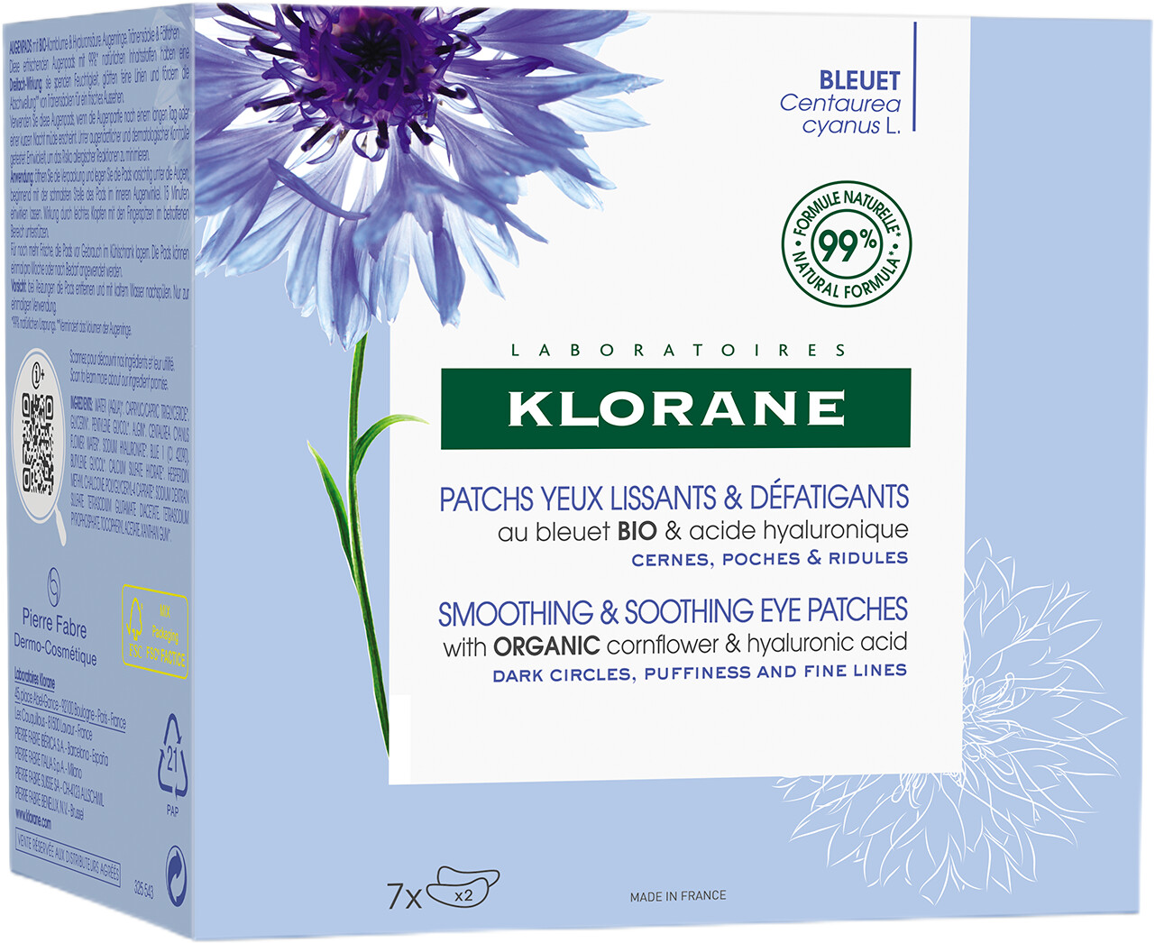 Klorane Organic Cornflower Smoothing and Soothing Eye Patches x 7