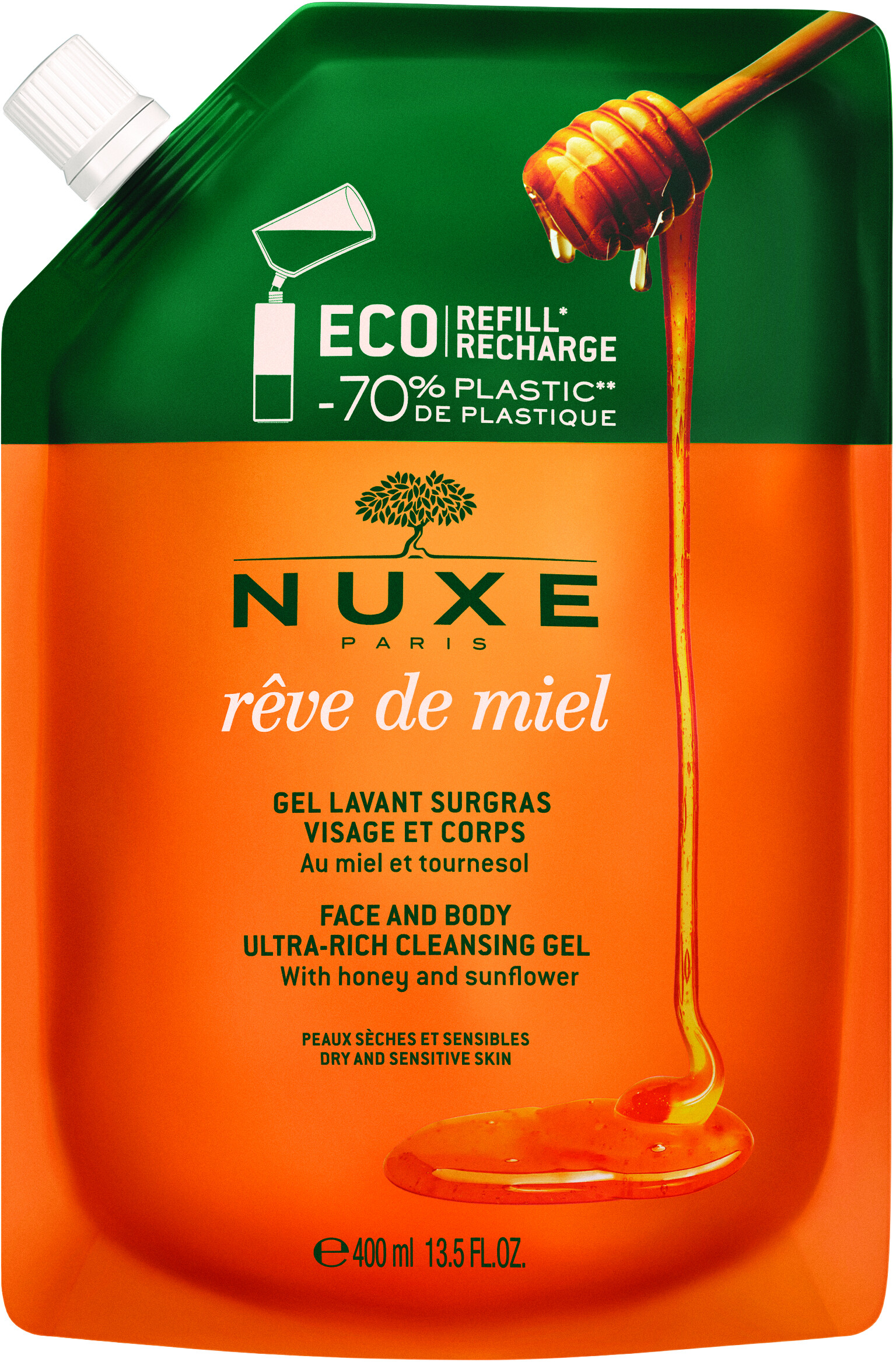 Nuxe Reve de Miel Face and Body Ultra Rich Cleansing Gel Eco Refill 400ml